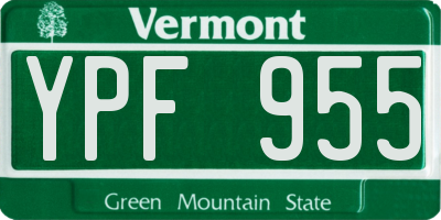 VT license plate YPF955