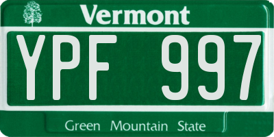 VT license plate YPF997
