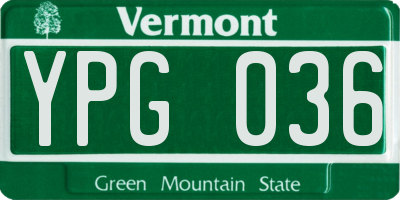 VT license plate YPG036