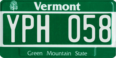 VT license plate YPH058