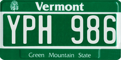 VT license plate YPH986