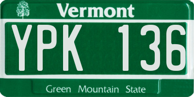VT license plate YPK136
