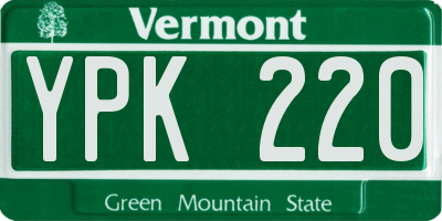 VT license plate YPK220