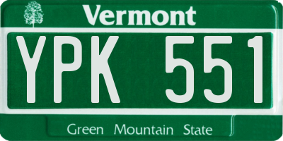 VT license plate YPK551