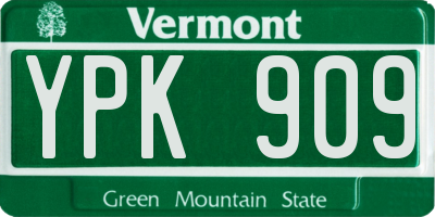 VT license plate YPK909