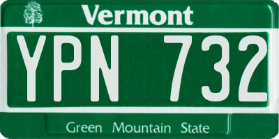 VT license plate YPN732