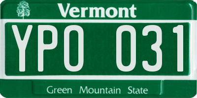 VT license plate YPO031