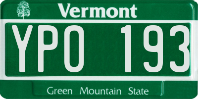 VT license plate YPO193