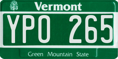 VT license plate YPO265