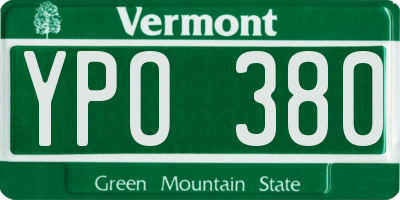 VT license plate YPO380