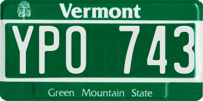 VT license plate YPO743