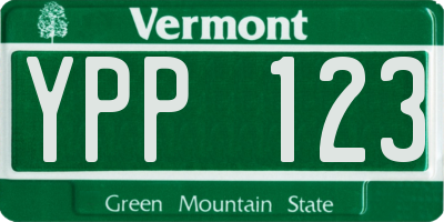 VT license plate YPP123