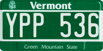 VT license plate YPP536