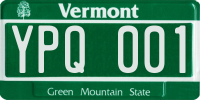 VT license plate YPQ001