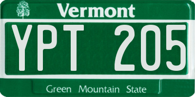 VT license plate YPT205