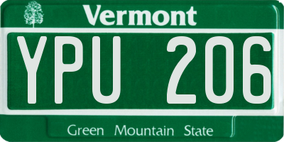 VT license plate YPU206