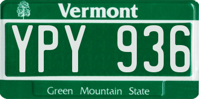 VT license plate YPY936