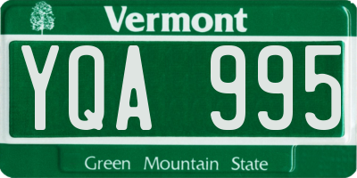 VT license plate YQA995