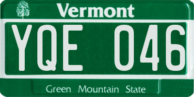 VT license plate YQE046