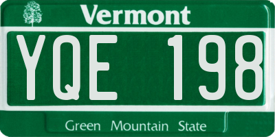 VT license plate YQE198