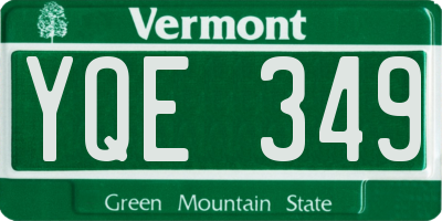 VT license plate YQE349
