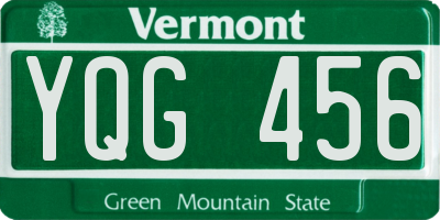 VT license plate YQG456