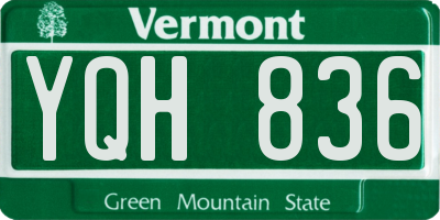 VT license plate YQH836