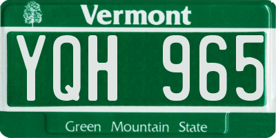 VT license plate YQH965