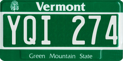 VT license plate YQI274