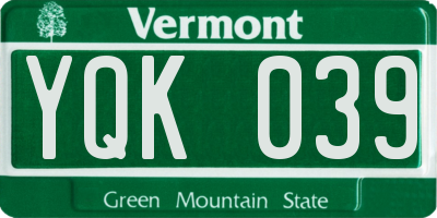 VT license plate YQK039