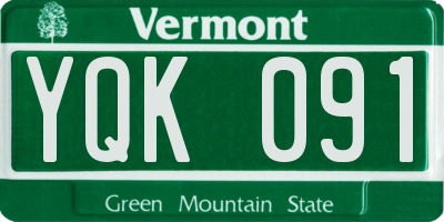 VT license plate YQK091