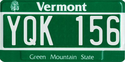 VT license plate YQK156