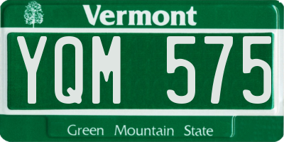 VT license plate YQM575