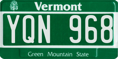 VT license plate YQN968