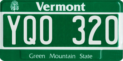 VT license plate YQO320