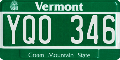 VT license plate YQO346