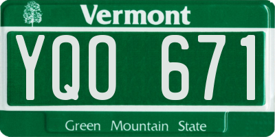 VT license plate YQO671