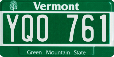 VT license plate YQO761
