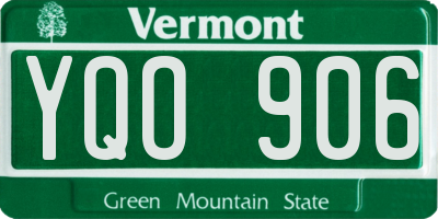 VT license plate YQO906