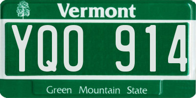 VT license plate YQO914