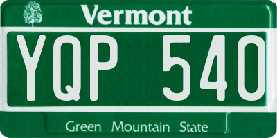 VT license plate YQP540