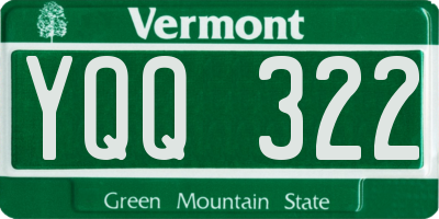 VT license plate YQQ322
