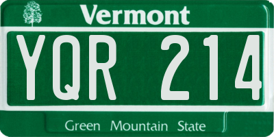 VT license plate YQR214
