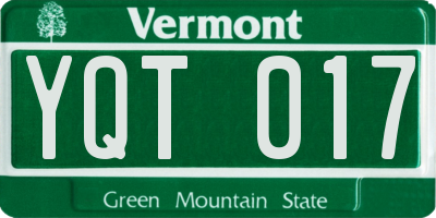 VT license plate YQT017