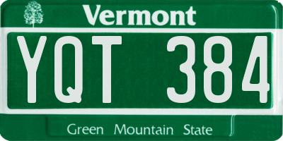 VT license plate YQT384