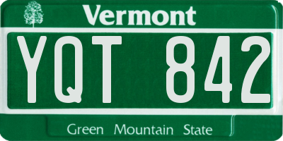 VT license plate YQT842