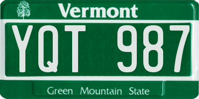 VT license plate YQT987