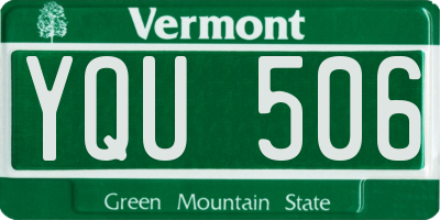 VT license plate YQU506