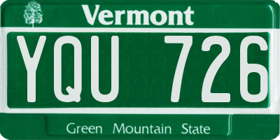 VT license plate YQU726