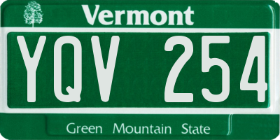 VT license plate YQV254